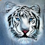 Airbrush Jeansjacke Tiger